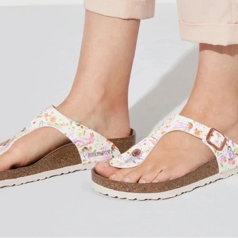 Birkenstock Gizeh vegan leather floral print sandals size 37. - Picture 7 of 8